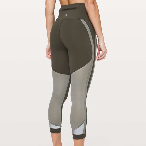 NWOT Lululemon Zip The Line Crop 23” Dark Olive/Grey Sage - Size 6 - Picture 1 of 13